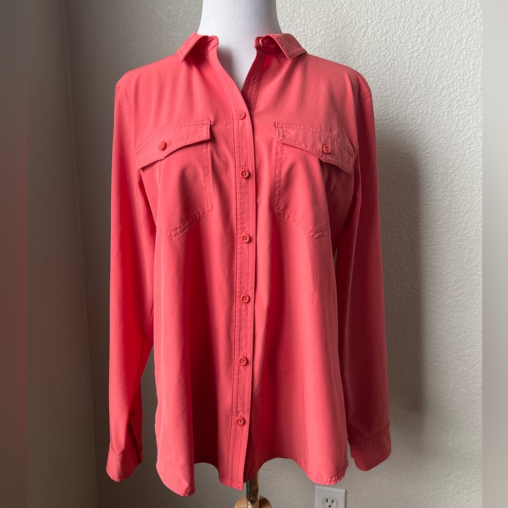 Eddie Bauer Coral Button Front Shirt, M